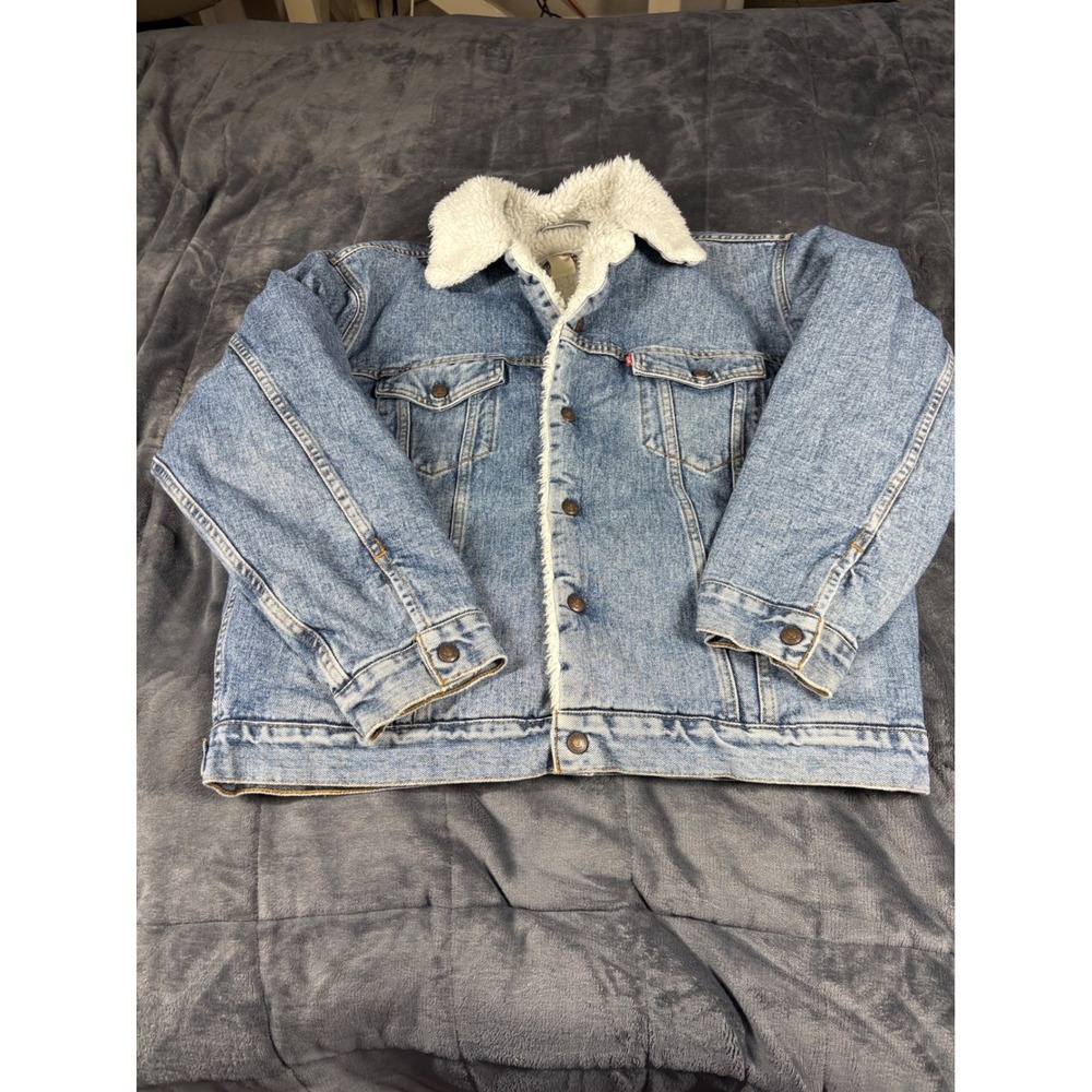 Levis Mens Vintage‎ Sherpa Lined Denim Trucker Jacket 70609-4891 Blue Large